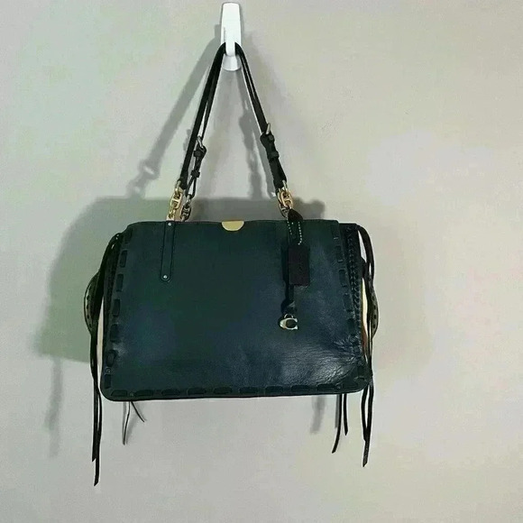 NWT COACH 37391 Dreamer Tote 34 in Colorblock Evergreen Whipstitch Rivets - Picture 4 of 16